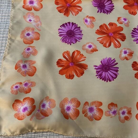 Anne Klein Cream Floral Silk Scarf - Picture 4 of 9